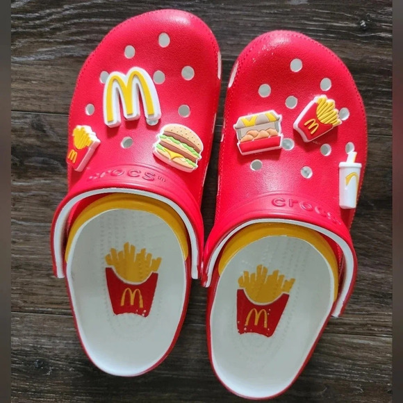 CROCS Shoes - Crocs X McDonald's Mens 8 Womens 10 Red with Jibbitz
